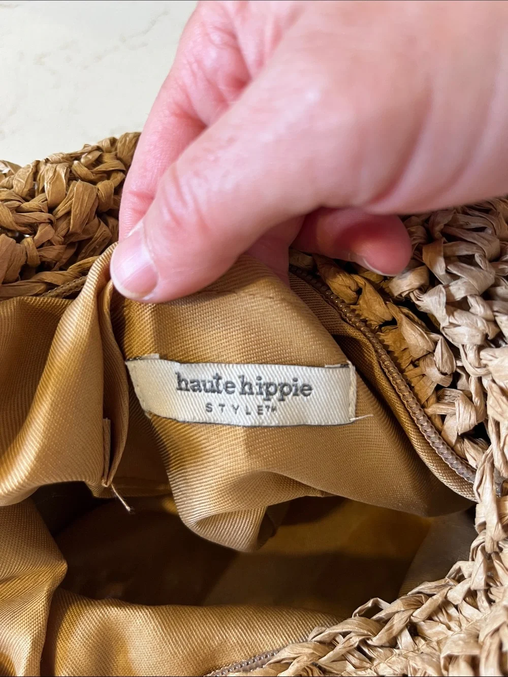 Haute Hippie Braided Tan Hobo with Pearl Accents